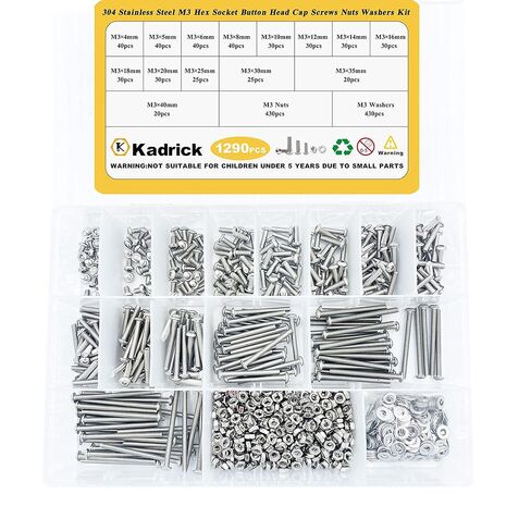 KADRICK 840Pcs M3 Countersunk Screws,M3 Flat Head Screws,Phillips Bolts Nuts Washers Assortment Kit,Zinc Plated,Lenth of 6MM-25MM in Kuwait