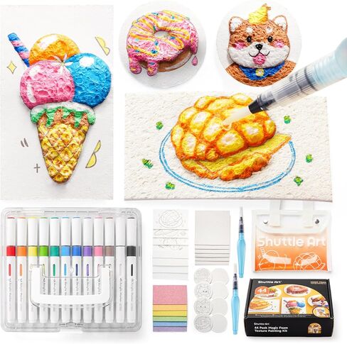 مكوك الفن 68 PCS Magic Foam Pinder Paint Paper Kit - 60 ورقة من ورق الملمس الرغوي المطورة لتأثير ثلاثي الأبعاد سحري in Saudi Arabia