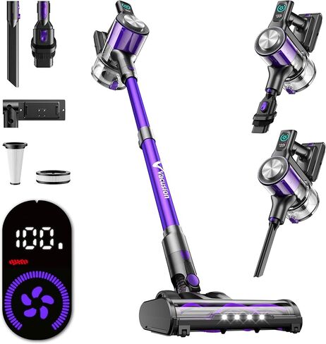 Cordless Vacuum Cleaner, 8-in-1 Cordless Stick Vacuum Cleaner with 3 Suction Modes, Up to 45mins Runtime, Rechargeable, Self-Standing, Wireless Vacuum Cleaners for Home Pet Hair Carpet Car Hard Floor in Kuwait