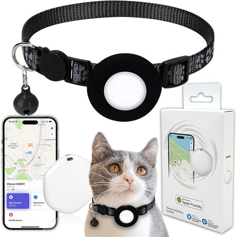 GPS Tracker for Cats ، Mini GPS Pet Tracker مع ذوي الياقات البيضاء ، طوق متتبعات القطط المقاوم للماء IPX8 ، لا توجد رسوم شهرية ، العمل مع Apple Find My (iOS فقط) ، متتبعات ذكية للحيوانات الأليفة (الوردي) in Kuwait