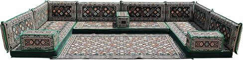 Handmade Living Room Furniture, U Shaped Floor Couch, Majlis Arabic Seating, Arabic Sofa Floor Seating, Arabic Couch, Moroccan Floor Cushions (U Sofa Full Set) in Saudi Arabia