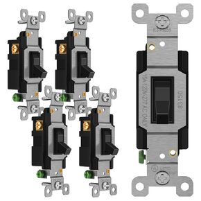 مفتاح تبديل Enerlites تبديل ، 3 اتجاهات أو قطب واحد ، 15A 120-277V ، مسمار تأريض ، الصف السكني ، UL مدرج ، 83150-BK-10pcs ، أسود (10 عبوة) in Kuwait