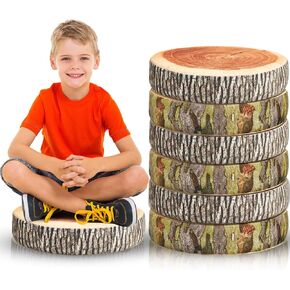 Juexica 8 Pcs Decorative Soft Round Throw Pillow Circle Seating Tree Stump Pillow 3D Digital Print Stump Cushion Flexible Seating Floor Cushion Natural Wood Forest Decor for Classroom Home Couch in Saudi Arabia