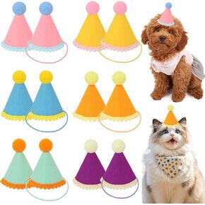 12pcs Mini Party Hats for Stuffed Animals, Macaroon Hats for Dolls Dog Cat Rabbit Puppies Birthday Party Cone Hats Photo Prop in Kuwait