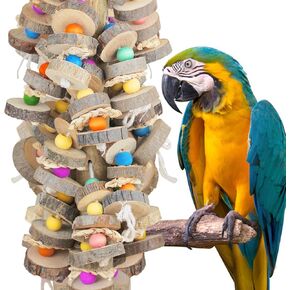 Extra Large Bird Toys for Macaws Cockatoos Amazons Chew - Natural Wood Parrot Chewing Toy with Foraging, Bird Cage Activity Center in Kuwait