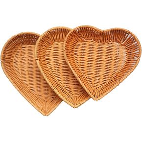 Heart shaped picnic basket, heart shaped basket and fruit basket, dining table tray, one large and one small 2-piece set(Heart-shaped 2Pack) suitable for families, picnics, camping, and gift giving in Kuwait