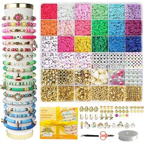 iumulinrui Friendship Bracelet Kit Concert Bracelets Merch, 5200 Pcs Clay Beads Bracelet Making Kit Tricolor Letter Bead, Jewelry Set with Pendant, DIY Craft Gifts Suitable for Beginners in Saudi Arabia