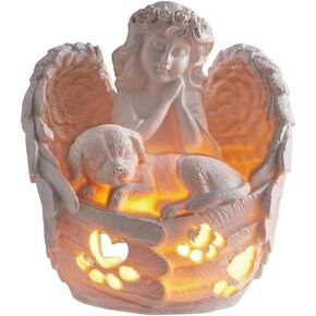Dog Memorial Gifts for Loss of Dog, Pet Memorial Gifts for Dogs, Resin Angel Statues with LED Candle, Pet Sympathy Gift(White), for Home Decor or Desk in Saudi Arabia