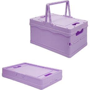Tixill صناديق تخزين صغيرة قابلة للطي ، سلال بلاستيكية قابلة للطي مع أغطية ومقابض للتنظيم ، صناديق صغيرة قابلة للتكديس لمكتب حمام غرفة نوم المطبخ (الوردي) in Kuwait
