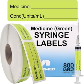 Medicine Conc(Units/mL) Syringe Labels - Box of 800 Write-On Medicine Concentration Labels on Roll (1" core). 12mm x 40mm (Approx 0.5" x 1.5"). Latex-Free Permanent Adhesive. in Kuwait