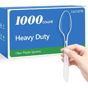 SACATR 360 COUNT ملاعق بلاستيكية واضحة يمكن التخلص منها ، ملاعق بلاستيكية متميزة ، خالية من BPA ، مقاومة للحرارة ، مناسبة للحفلات والأحداث والاستخدام اليومي in Kuwait