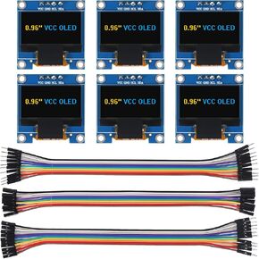 6pcs 0.96 بوصة OLED IIC I2C وحدة العرض SSD1306 128x64 شاشة شاشة LCD مع 30Pin Dupont كبلات Arduino (الشاشة الزرقاء) in Kuwait