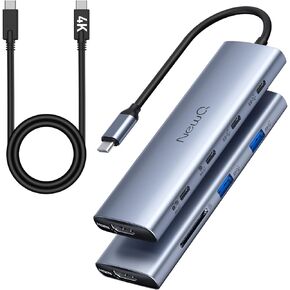 Versatile USB C Video Hub for Triple Monitor, USB-C PD Monitor, Thunderbolt Splitter DP Alt Dual 4K@30-60Hz, 10Gbps*6Ports, HDMI, SD4.0, Docking Station 3 Monitors with Type-C Video Cable in Saudi Arabia