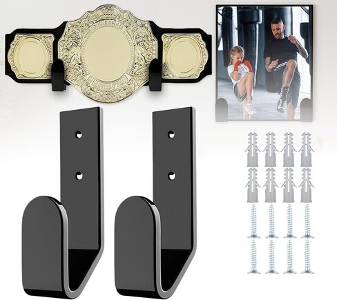 4Pcs Wrestling Championship Belt Wall Mount Display Case, Perfect WWE Belt Hanger for Adults & Kids, Durable & Easy to Install Title Belts Organizer Holder for Wall in Kuwait