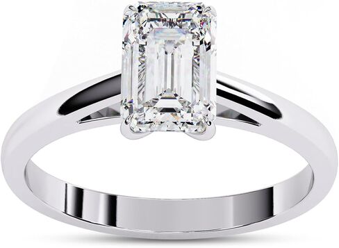 Solitaire Engagement Rings For Women, 7.5x5mm Emerald Cut Lab Created Moissanite 4-Prong Promise Rings in 10K / 14K Solid Gold or 925 Sterling Silver Jewelry Gift for Her in Saudi Arabia