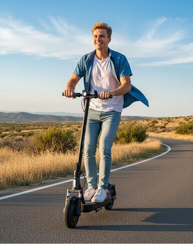 Megawheels Electric Scooter ، البالغين من الدراجات البخارية الكهربائية مع التعليق ، 10 بوصة من الإطارات الهوائية ، 350W محرك ، 19 ميلًا طويل المدى ، 15.5 ميل في الساعة ، و E Scooter مع التحكم الذكي في التطبيق للتنقل ، والخارجية ، والسفر القصير in Kuwait