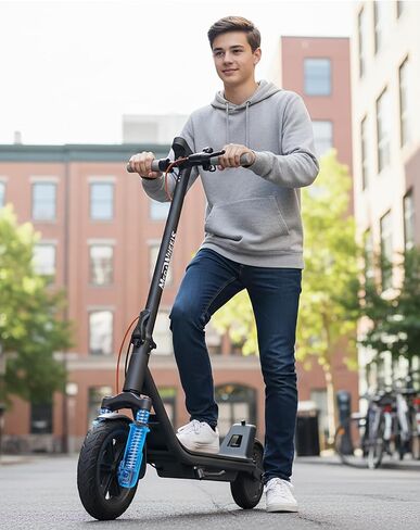 Megawheels Electric Scooter ، البالغين من الدراجات البخارية الكهربائية مع التعليق ، 10 بوصة من الإطارات الهوائية ، 350W محرك ، 19 ميلًا طويل المدى ، 15.5 ميل في الساعة ، و E Scooter مع التحكم الذكي في التطبيق للتنقل ، والخارجية ، والسفر القصير in Kuwait