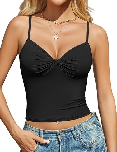 Avidlove Women's Twist V Front Vank Taken Top Spaghetti Tops Brots Brots Tops Double Cline Clined Camisole Summer in Saudi Arabia