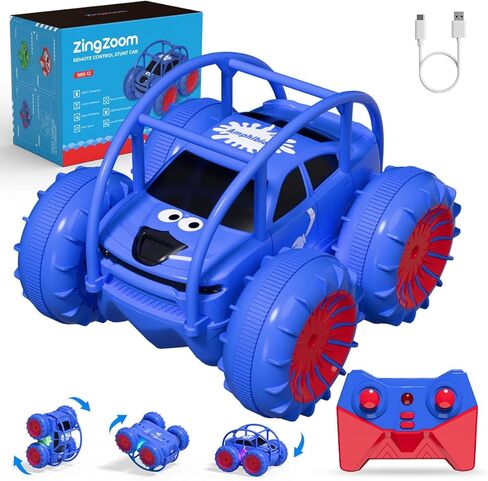 Remote Control Car, Fast Direct Charging RC Cars Amphibious 360° Rotating LED Rechargeable Stunt Car 2.4Ghz 4WD All Terrain RC Race Cars Toy Christmas Birthday Gift for Kids Boys Girls Aged 3-12 years in Saudi Arabia