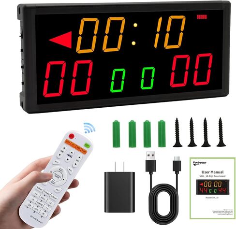 Portable Digital Scoreboard with Shot Clock,Multiple Sport Electronic Scoreboard with LED Display,Batter Powered Score Keeper with Remote Control for Baseketball/Football/Cornhole/Indoor & Outdoor in Saudi Arabia