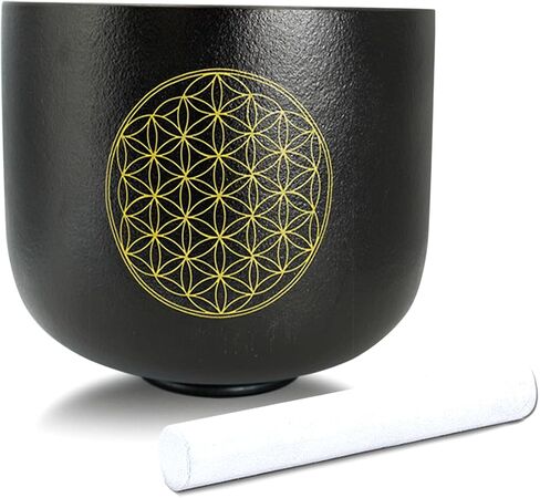 7 "G ملاحظة زهرة الحياة بلورة غناء وعاء من الكوارتز الكوارتز الحلق شقرا التأمل شفاء مع مهاجم من جلد الغزال O الحلقة in Kuwait