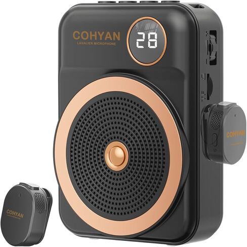 Voice Amplifier for Teachers with Wireless Lavalier Lapel Microphone Portable Bluetooth Microphone & Speaker, Rechargeable Bullhorn Megaphone for Classroom, Meetings, Yoga, Training, Tour Guides in Kuwait