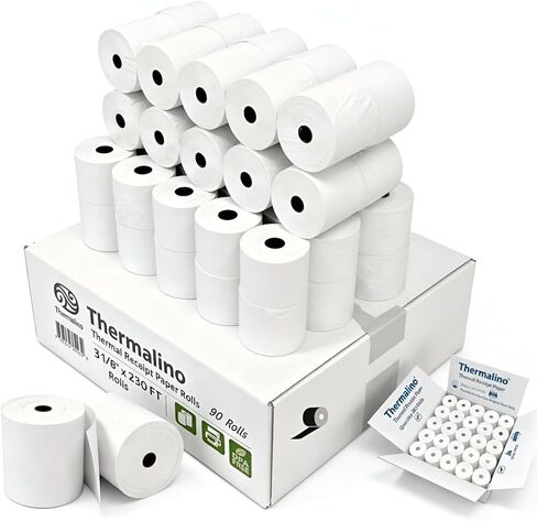 (50 حزمة) 3 1/8 × 230 إيصال الورق الحراري لفة - BPA ، ورقة طابعة حرارية 80 مم تناسب جميع سجلات نقاط نقاط البيع ، البرسيم ، المربع ، EPSON ، نجمة Micronics TSP100III ، استلام الطابعات in Kuwait