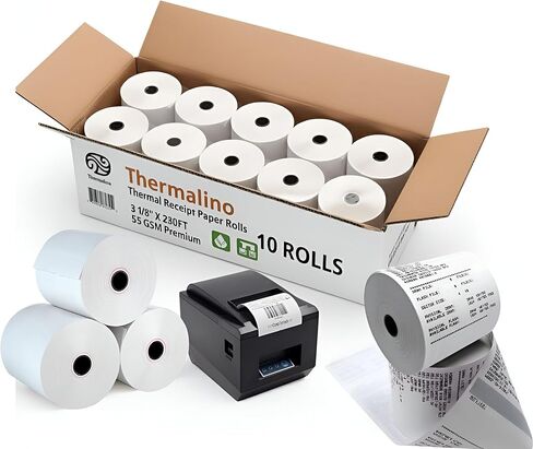 (50 حزمة) 3 1/8 × 230 إيصال الورق الحراري لفة - BPA ، ورقة طابعة حرارية 80 مم تناسب جميع سجلات نقاط نقاط البيع ، البرسيم ، المربع ، EPSON ، نجمة Micronics TSP100III ، استلام الطابعات in Kuwait