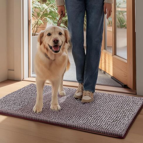 EHEYCIGA Super Absorbent Dog Door Mat for Muddy Paws 30x20 Inch Indoor, Front Doormat Outside Entrance, Quick Dry Chenille Washable Dog Crate Bed, Non-Slip Pet Rug Mud Mat Outdoor Entryway, Grey in Kuwait