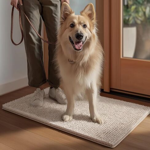EHEYCIGA Super Absorbent Dog Door Mat for Muddy Paws 30x20 Inch Indoor, Front Doormat Outside Entrance, Quick Dry Chenille Washable Dog Crate Bed, Non-Slip Pet Rug Mud Mat Outdoor Entryway, Grey in Kuwait