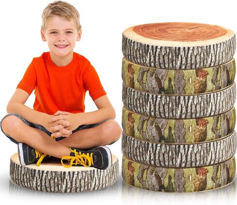 Juexica 8 Pcs Decorative Soft Round Throw Pillow Circle Seating Tree Stump Pillow 3D Digital Print Stump Cushion Flexible Seating Floor Cushion Natural Wood Forest Decor for Classroom Home Couch in Saudi Arabia