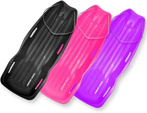 Slippery Racer Downhill Xtreme Flexible Adults and Kids Plastic Toboggan Snow Sled for up to 2 Riders with Pull Rope and Handles. (Blue, 1) in Saudi Arabia