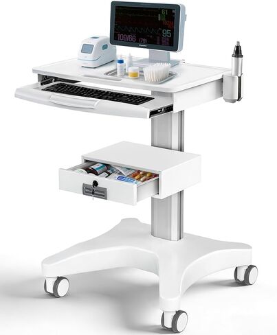 Medical Trolley Cart with Drawers & Wheels - Rolling Hospital Utility Cart for Clinics, Dental Offices, Beauty Salons, 18"x17"x30" Mobile Storage Cart with Locking Casters in Kuwait