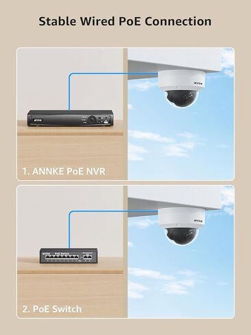 Camera ANNKE 3K POE مراقبة كاميرا خارجية مع MIC ، وكاميرات أمان IP منزلية 5 ميجابكسل مع عدسة 2.8 ملم ، الكشف عن الإنسان/المركبات ، الرؤية الليلية الملونة ، 114 درجة فوفا زاوية عرض واسعة ، تصل إلى 512 جيجابايت بطاقة Micro SD ، AH500 in Saudi Arabia
