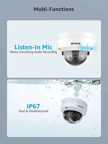Camera ANNKE 3K POE مراقبة كاميرا خارجية مع MIC ، وكاميرات أمان IP منزلية 5 ميجابكسل مع عدسة 2.8 ملم ، الكشف عن الإنسان/المركبات ، الرؤية الليلية الملونة ، 114 درجة فوفا زاوية عرض واسعة ، تصل إلى 512 جيجابايت بطاقة Micro SD ، AH500 in Saudi Arabia
