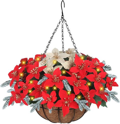 Artificial Hanging Flowers Basket, Fake Plants, Faux Silk Daisy Eucalyptus, for Spring Summer Outdoor Decoration, UV Resistant, Coconut Planter, Look Real for Patio Garden Yard Decor (Multicolor) in Saudi Arabia