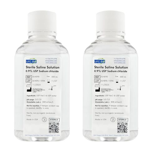 Sterile Saline Solution 0.9% – USP Grade - Multi-Use Wound Wash, Piercing & Tattoo Aftercare – Made in USA - 500 mL in Kuwait