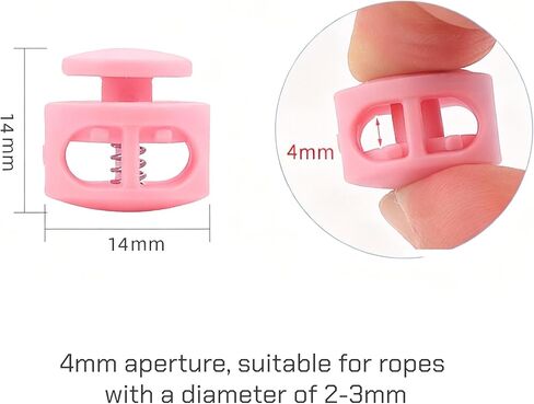 100pcs Plastic Spring Cord Locks for Drawstrings Double Hole Fastener Slider Toggles Clip,Mixed Color in Saudi Arabia