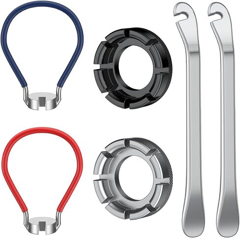 Pawfly Bike Spoke Wrenches, Bike Spoke Tool Kit with 3 Bicycle Tire Levers, Bicycle Spoke Wrench Tools, Bicycle Rim Truing Tool Set, Bike Rim Correct Kit, 8-Piece Bike Repair Tool Kit in Kuwait