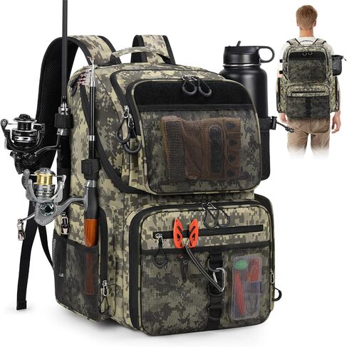 RAINSMORE 45L Fishing Backpack with Rod Holders & Rain Cover Large Water Resistant Fishing Tackle bag Store Fishing Gear in Saudi Arabia