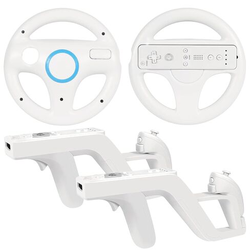 لعبة eurobird اطلاق النار wii u zapper gun grip-satable for nintendo wii nunchuk wireless remote controller (مجموعة سوداء من 2) و Nintendo Hunting Puns for Wii Associory in Kuwait