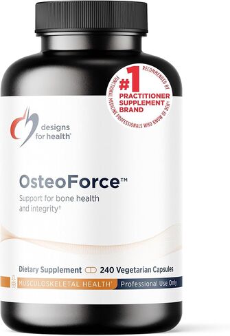 تصميمات من أجل الصحة OsteoForce - مكمل ممتاز لدعم العظام مع مغذيات عالية الامتصاص - مالات الكالسيوم والمغنيسيوم ومخلب بيسجليسينات الزنك وفيتامينات D + K - غير معدلة وراثيًا وخالي من الصويا (240 كبسولة) in Kuwait
