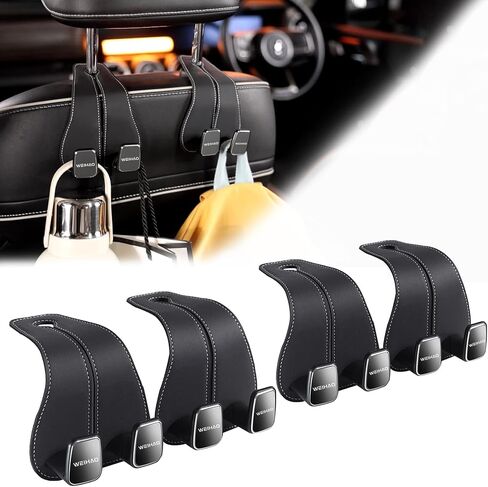 خطاف محفظة السيارة ، خطاف تخزين المقعد الخلفي ، خطافات مزدوجة للسيارة لمسند الرأس ، حامل حقيبة للسيارات العالمي الداخلية (Black-2pcs) in Kuwait