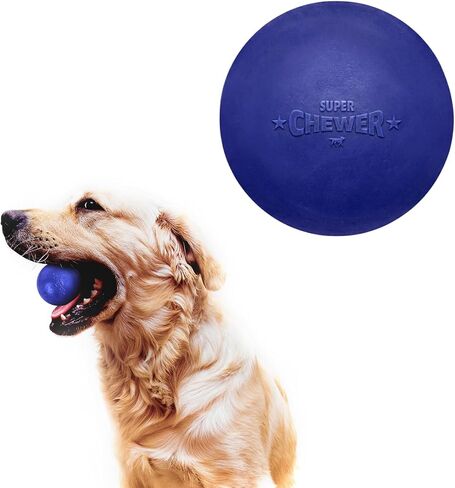 SuperChewy Tough Dog Cage Ball Toy | Lifetime Replacement | Strong Natural Rubber | Great Dog Fetch Toy | Chew Toys for Dogs | Ultra Durable Chew Toys for Aggressive Chewers | For Large Breeds in Saudi Arabia