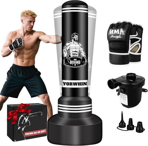 Freestanding Punching Bag for Adults Teens, 70'' Standing Boxing Bag Kicking Bag Heavy Bag with Boxing Gloves and Electric Air Pump, Men Kickboxing Bags for Beginners Training MMA Muay Thai Fitness in Saudi Arabia