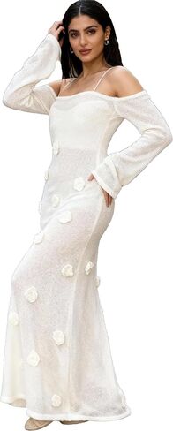 RanRui 3D Flower Suspender Sexy semi-Sheer Floral Knitted Bodycon Beach Cover up Cocktail Party Dresses in Saudi Arabia
