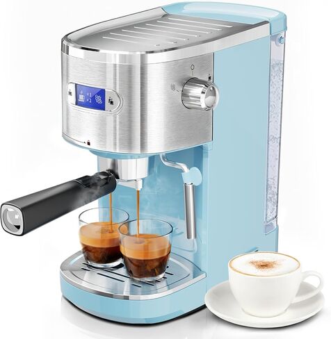 20 Bar Espresso Machine Semi-Automatic, Professional Coffee Maker with Milk Frother Steam Wand & 45OZ Removable Water Tank, Home Barista System for Cappuccino, Latte, Americano-Stainless Steel in Kuwait