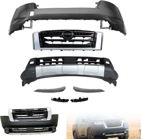 Front Bumper Cover Compatible with 2008-2015 Nissan Armada,OEM #62022ZQ00A & NI1000252-Without Sensor, License Plate, or Tow Hook Cut-Outs,Primed in Saudi Arabia