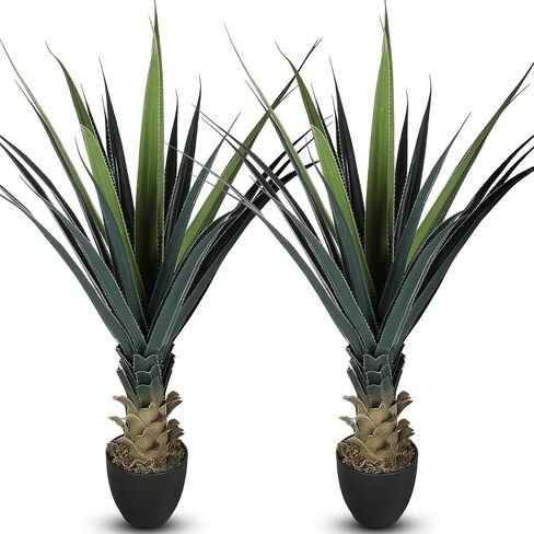 Giegxin 4ft Tall Artificial Spiked Agave Plant Potted Faux Agave Plants 48'' UV Resistant Large Realistic Agave Artificial Greenery Outdoor Indoor for Housewarming Gift House Garden Bathroom Lobby in Saudi Arabia
