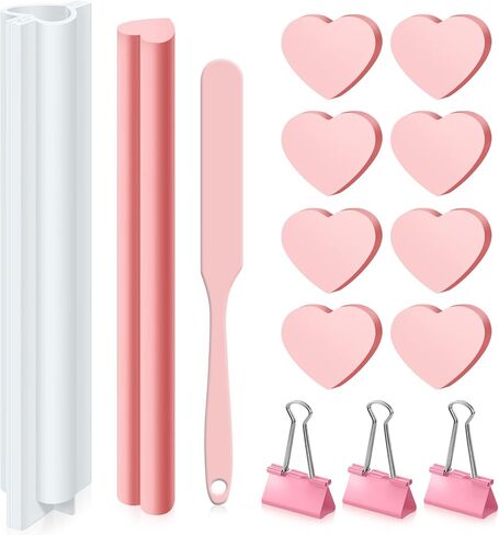 Tessco Heart Shaped Long Tube Silicone Mold Heart Shape Soap Embed Molds Column Making Supplies with Spatula 3 Pcs Binder Clips for Soap Chocolate Candy Cake in Kuwait